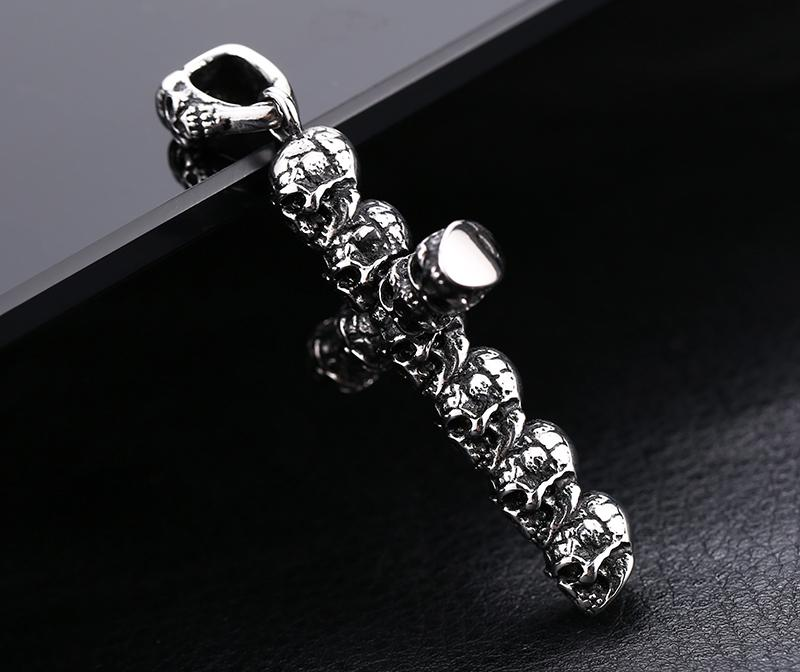 Steel soldier men punk cross skull gather pendant necklace stainless steel steel men jewelry
