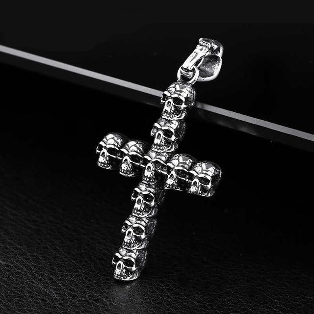Steel soldier men punk cross skull gather pendant necklace stainless steel steel men jewelry