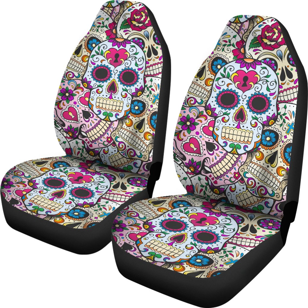 Sugar skull car seat covers & mats