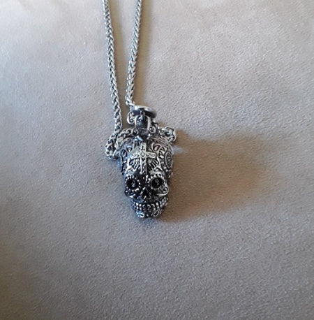 Hip hop skull man necklace steel pendant punk skull men jewelry necklace neccessories