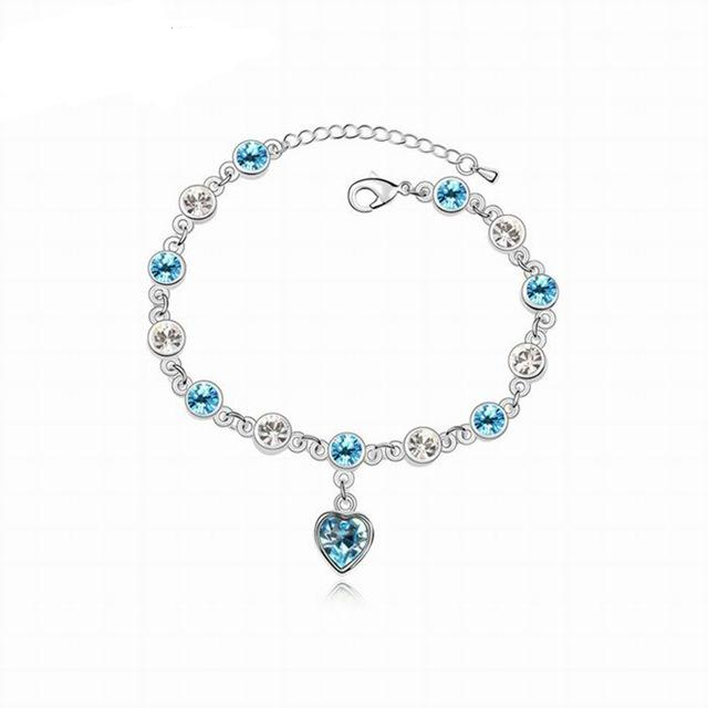 Fashion Bracelet Hot Wedding Female Heart Crystal Bracelets For Women Luxury Temperament Silver-Color Fine Jewelry Gift