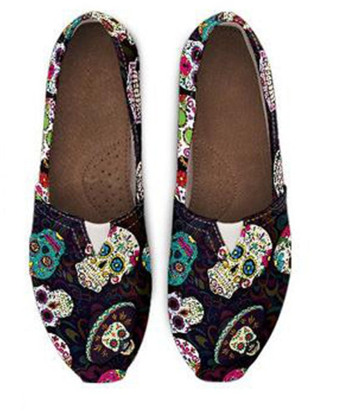 Sugar Skulls High Quality Women Flats Shoes Fashion Ladies Loafers Casual Comfortable Light for Female Lazy