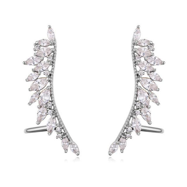 Fashion Wing Ear Cuff Cubic Zirconia Clip Earrings For Women Wedding Party Piercing Earrings Bijoux Mothers Gifts