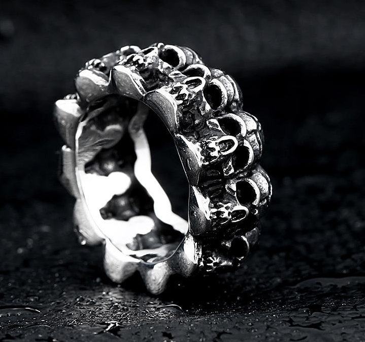 soldier stainless steel men punk skull ring vintage domineering skull 316l steel jewelry