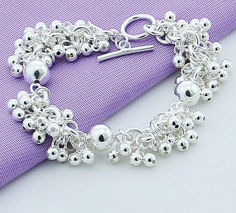 925 Sterling Silver Charm Bracelets Jewelry Grapes More Beads Jewelry Bracelet Plated Silver Bracelet Women