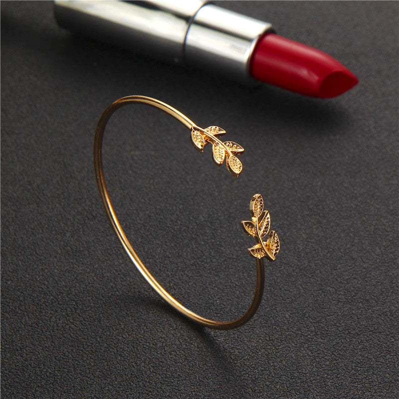 4pcs/1set Punk Bracelet Simple Geometric Leaf Knot Metal Chain Bracelet Bohemian Retro Bracelet Jewelry Accessories 6115