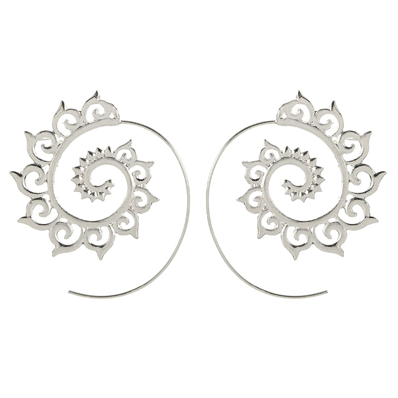 Punk Gold Sliver Hollow Spiral Dangle Earrings Women Ladies Tribal Gear Drop Earring Circle Ear Festival Jewelry 4755