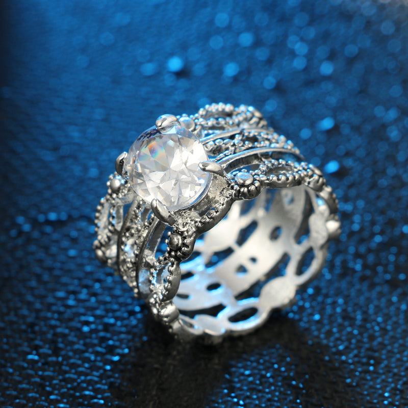 Silver Crystal Carveing Rings set for Women Hollow Opal Knukle Midi Rings Set Statement Jewelry Brincos 4180
