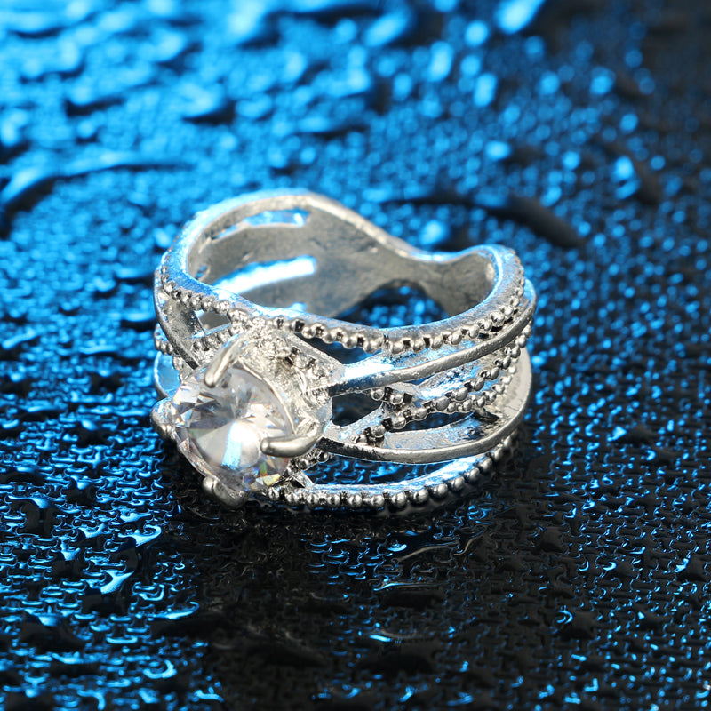 Silver Crystal Carveing Rings set for Women Hollow Opal Knukle Midi Rings Set Statement Jewelry Brincos 4180