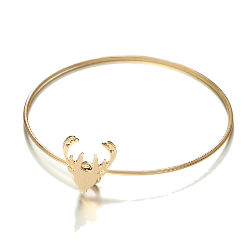 Vintage Leaf Deer Snowflake Bracelets Set for Women Girl Metal Letter Bracelet Statement Pulseras Mujer 5021