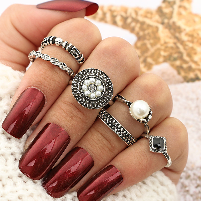 Fashion Black Opening Ring 3 pcs/set Midi Finger Knuckle Ring Set for Women Punk Alloy Finger Rings Boho Jewelry