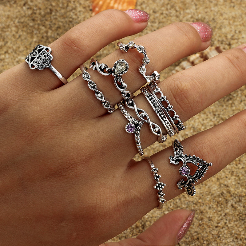 Fashion Black Opening Ring 3 pcs/set Midi Finger Knuckle Ring Set for Women Punk Alloy Finger Rings Boho Jewelry