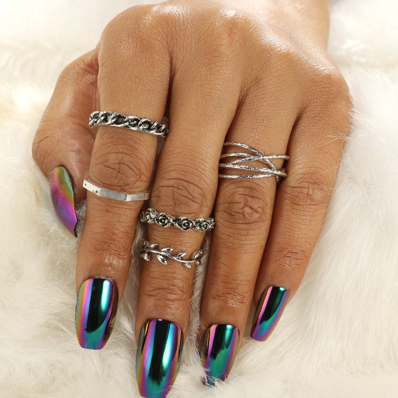 Fashion Black Opening Ring 3 pcs/set Midi Finger Knuckle Ring Set for Women Punk Alloy Finger Rings Boho Jewelry