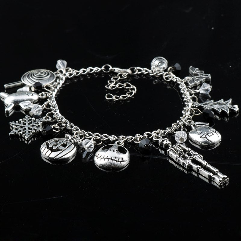 The Nightmare Before Christmas Charm Bracelet Halloween Jack Skellington Sally Snowflakes Skull Pumpkin Bracelet -25