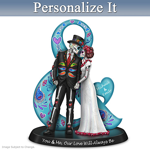 Blake Jensen Romantic Sugar Skull Figurine With 2 Names
