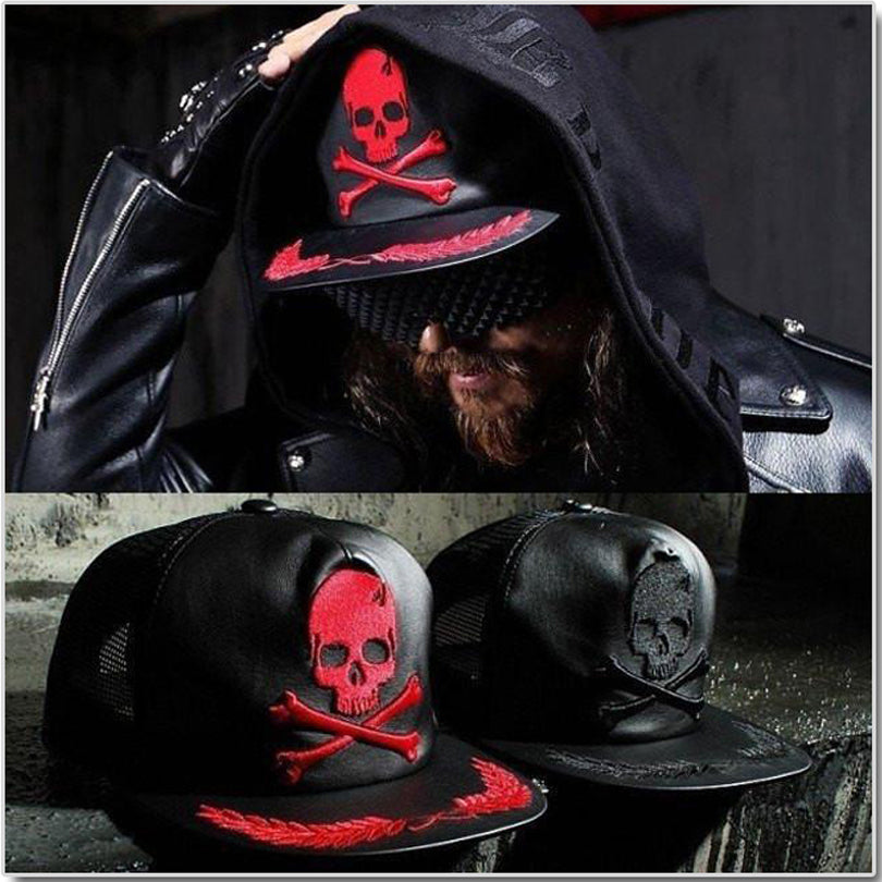 Unisex Hip Hop Hats Skull Metal Plain Snapback Caps Men Casual Outdoor Sun Hat Baseball Cap Flat-brimmed Hat