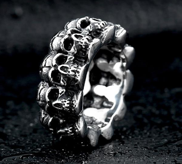 soldier stainless steel men punk skull ring vintage domineering skull 316l steel jewelry