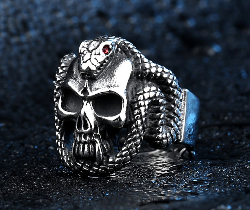 Steel soldier retro style steel ring devil skull punk ring stainless steel high quality men jewelry