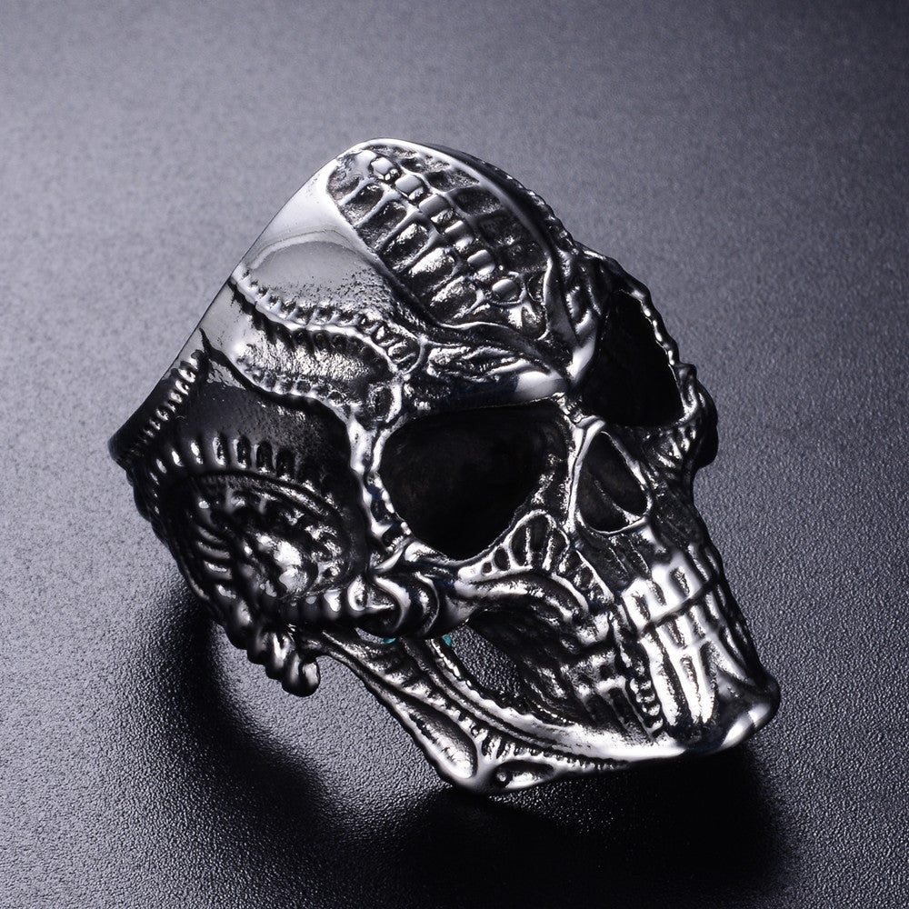 Stainless Steel Alien Skull Ring for Men