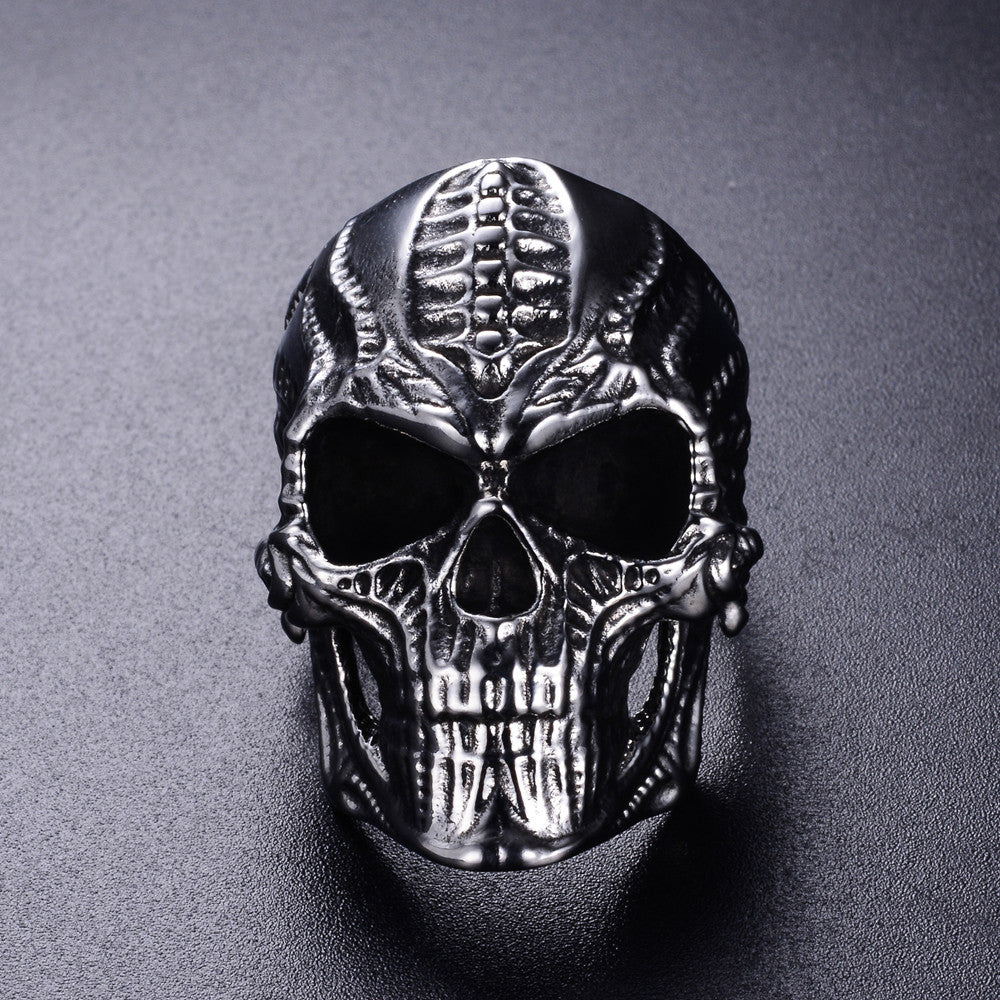 Stainless Steel Alien Skull Ring for Men