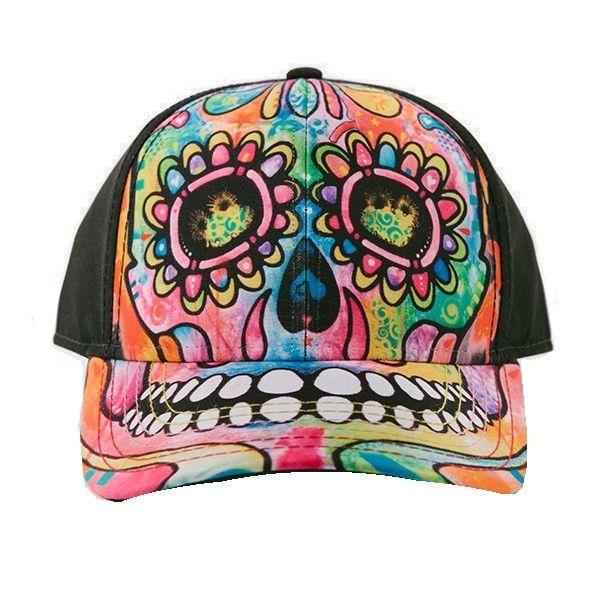 Rainbow Sugar Skull Baseball Cap / dotd,Dean Russo Charcoal Tie Dye Baseball Hat