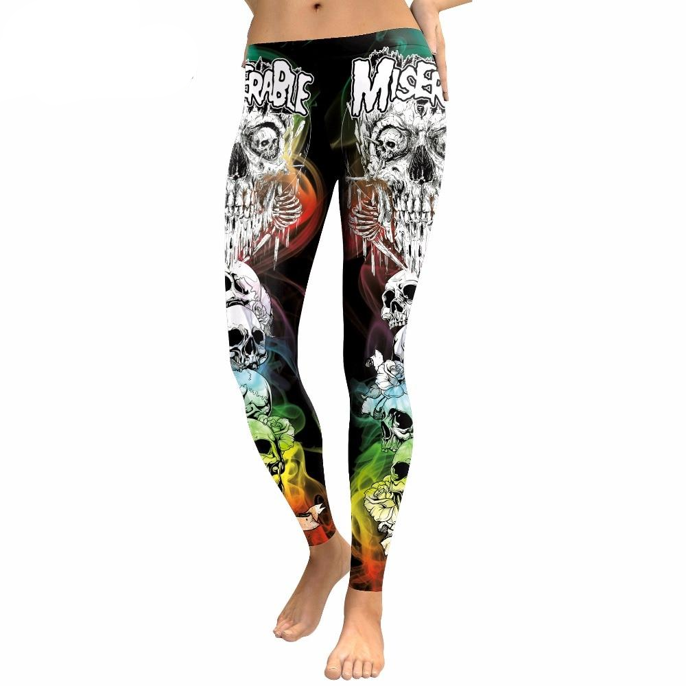 New Arrival Skull Head Women Leggings Letter Gradient Digital Print Pants
