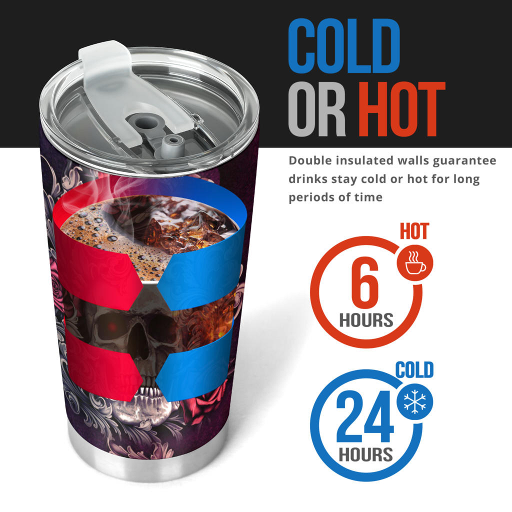 Death skull tumblr, goth freezer Mug, flower skull tumblr, rose skull mug, death skull tumbler cup mug, horror travel mug, death skull tumbler