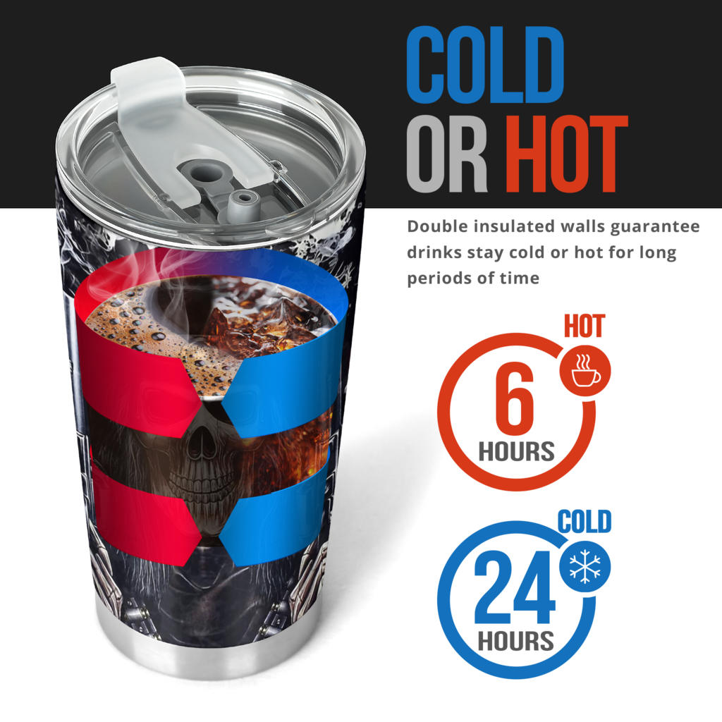 Horror coffee mug, flame skull tumbler, death skull mug, gothic skull beer mug, death skull coffee mug