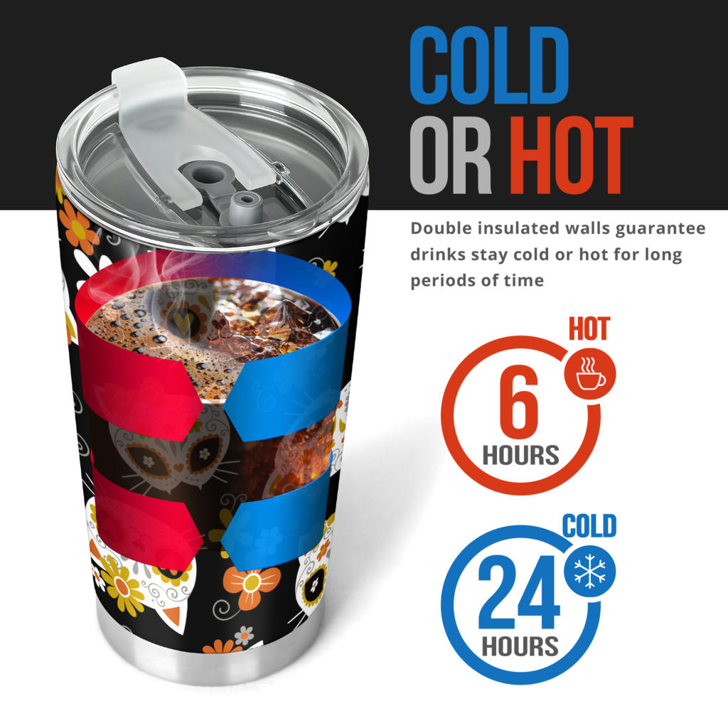 Cat sugar skull tumbler