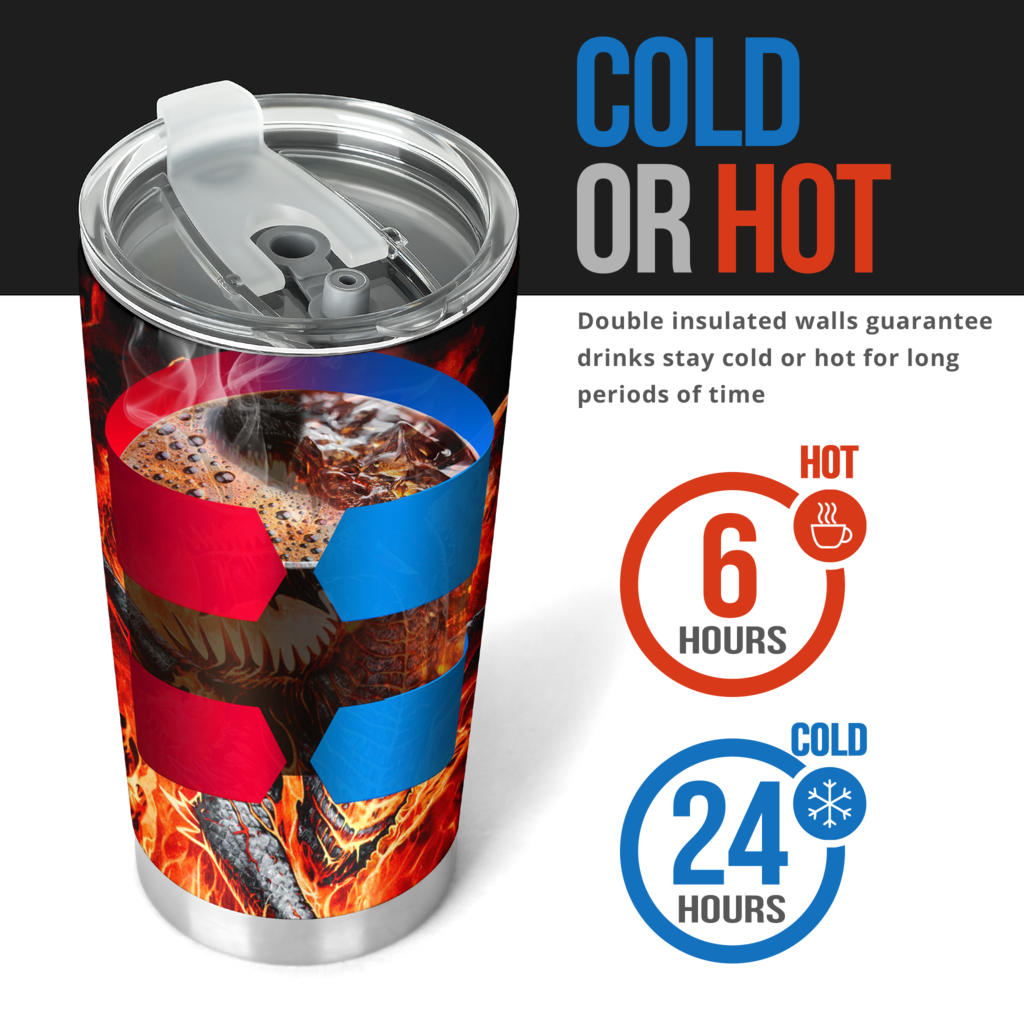 Dragon skull grim reaper tumbler travel mug
