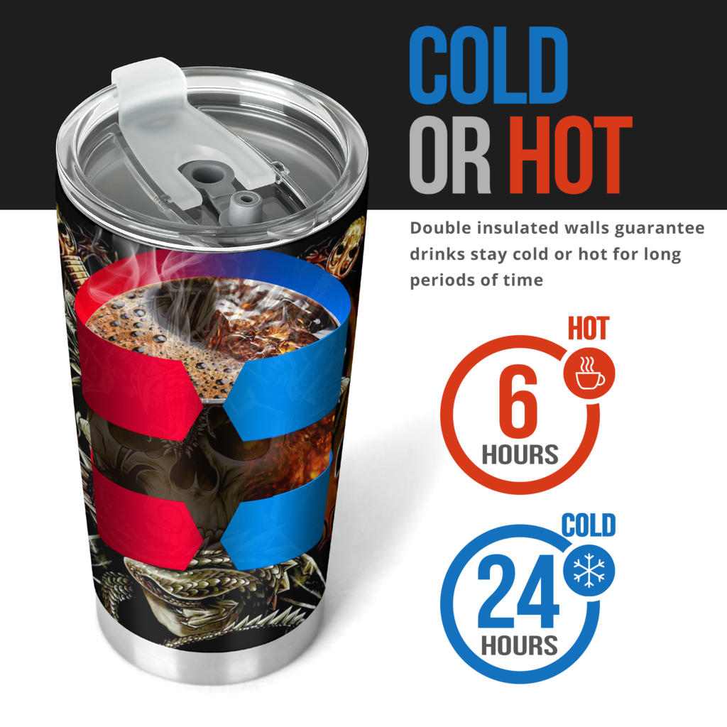 Dragon Skull cup, horror tumbler cup mug, gothic skull coffee mug, evil travel mug, punisher skull freezer Mug, goth tumbler cup mug