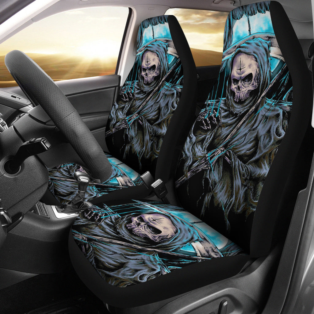 Set 2 pcs Gothic skull car seat covers
