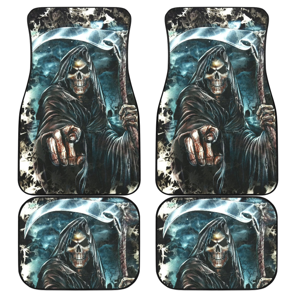 Set of 4 pcs grim reaper skull car mats