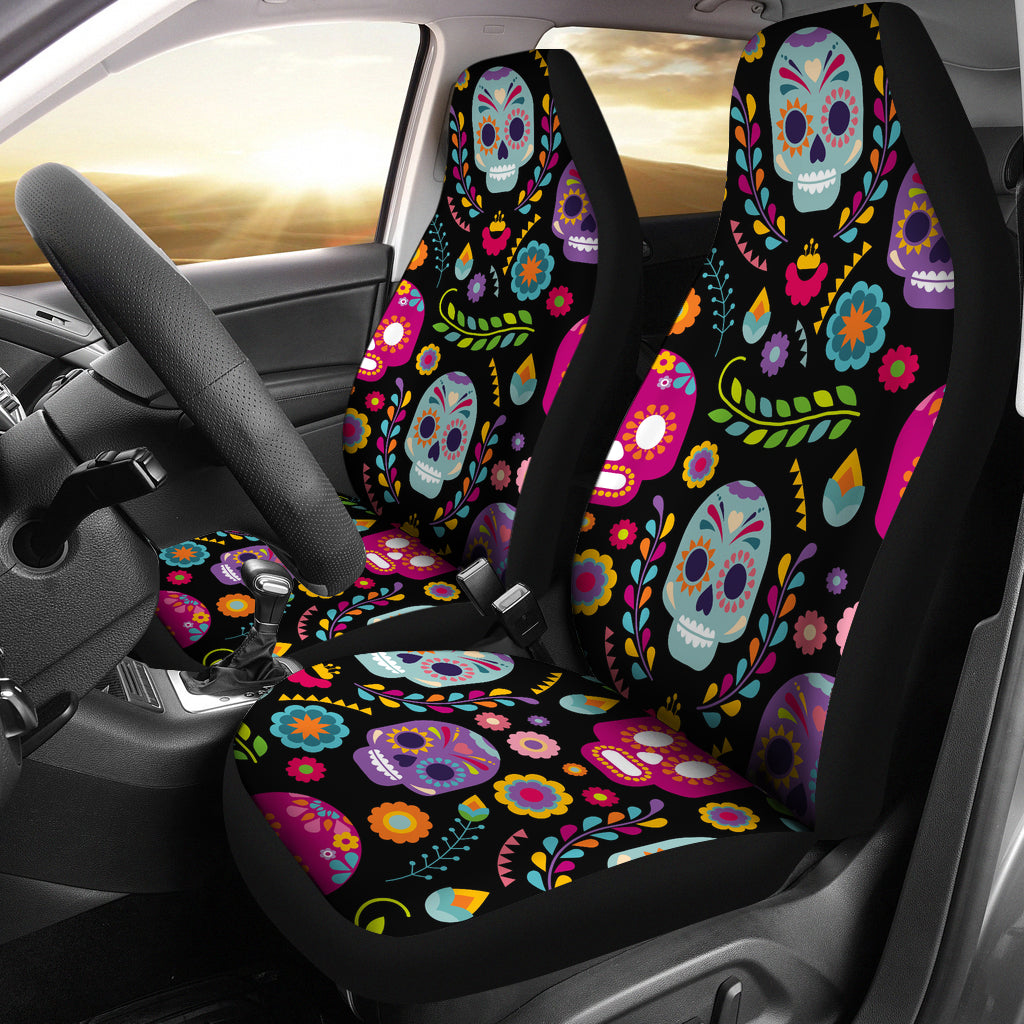 Set 2 seat cover sugar skulls