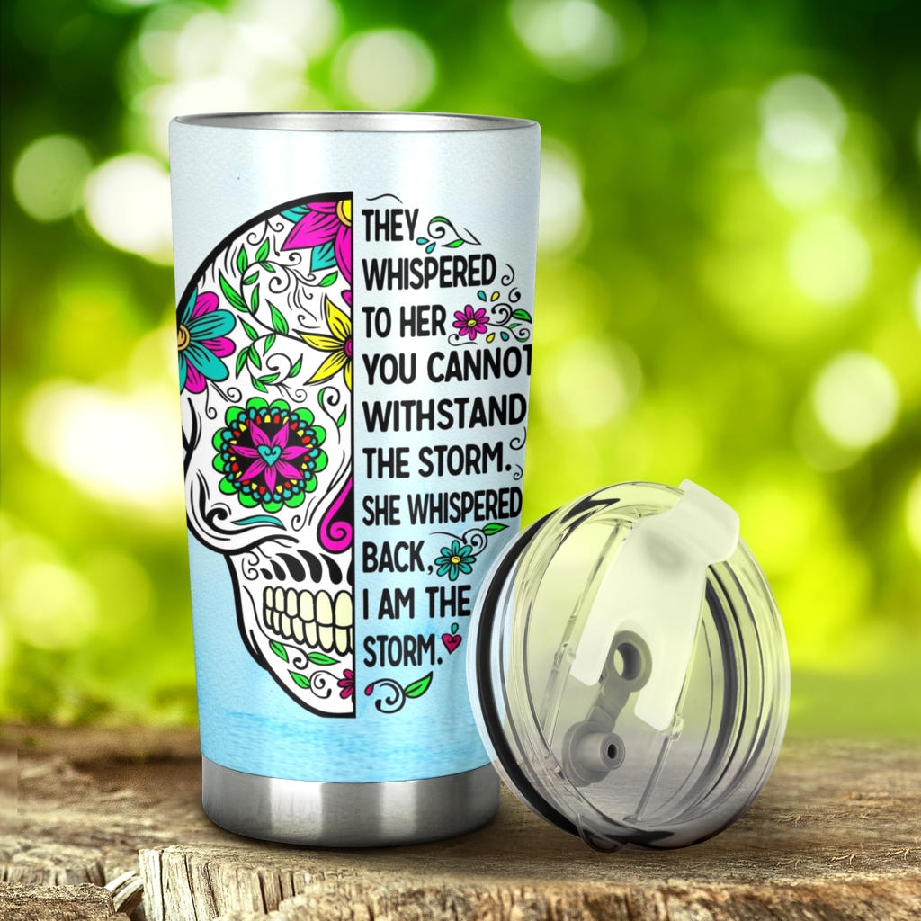 Day of the dead sugar skull tumbler mug