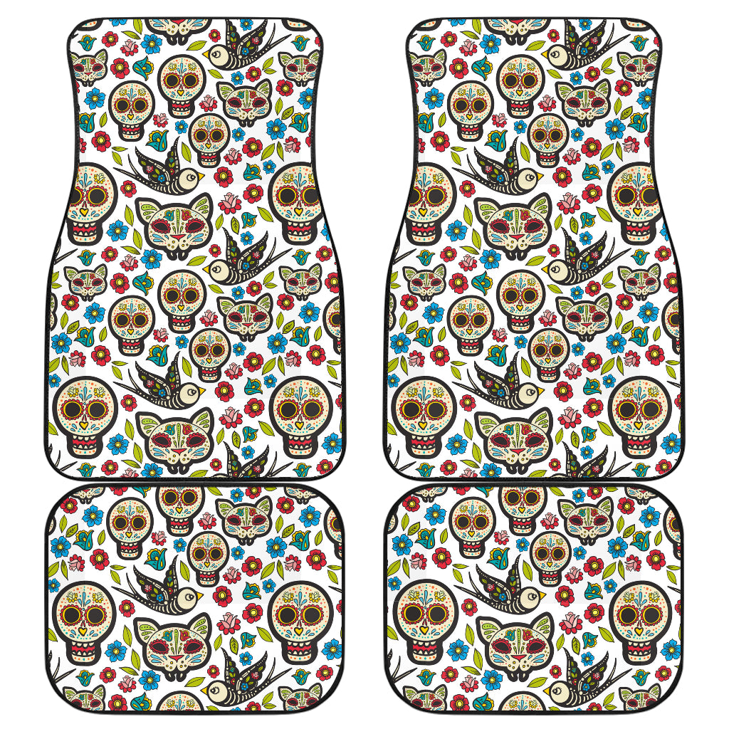 4 pcs Dia de los muertos sugar skull car mats