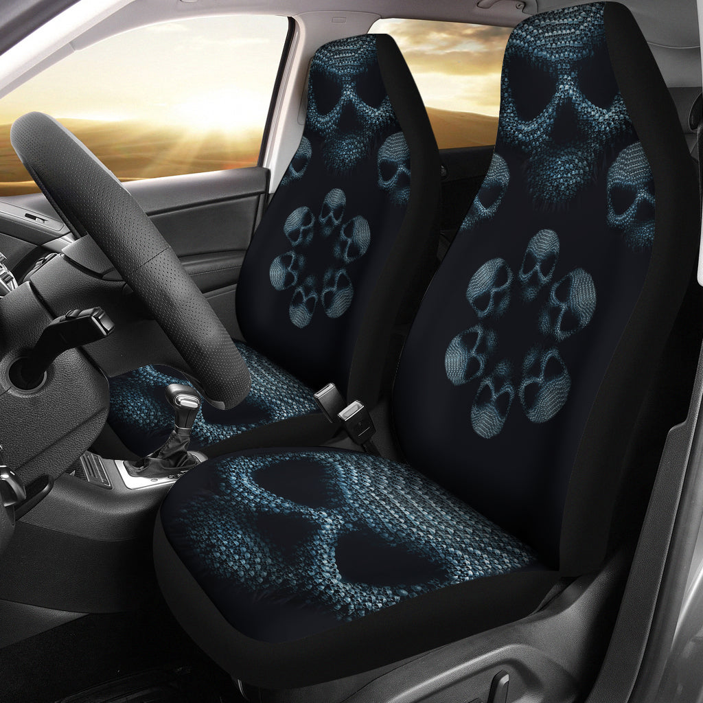 Set of 2 Skull Face Car Seat Cover