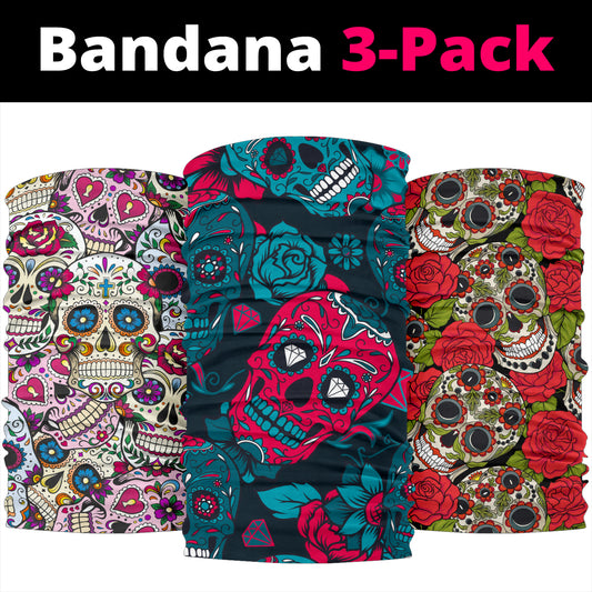 Set of 3 sugar skull day of the dead Bandana