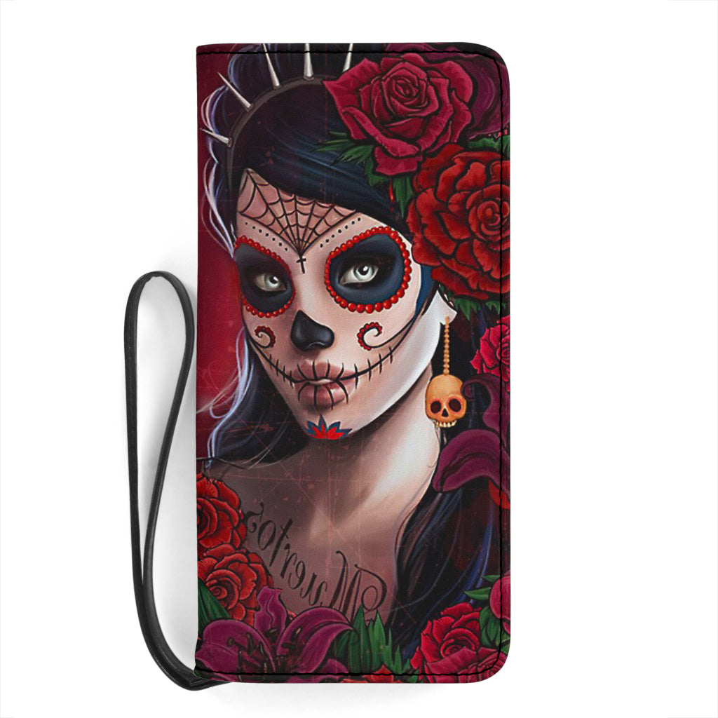 Day of the dead sugar skull clutch wallet purse