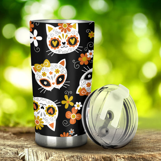 Cat sugar skull tumbler