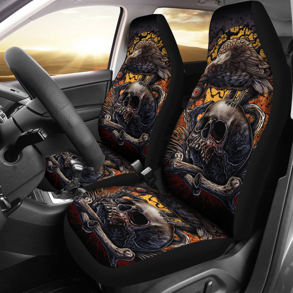 Set 2 pcs Gothic skull car seat covers