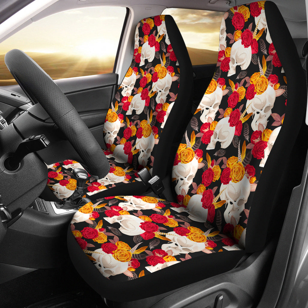 Set 2 seat cover sugar skulls