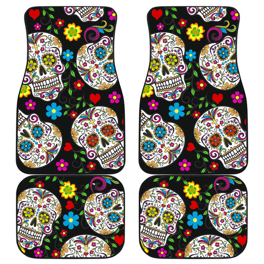 Set of 4 Sugar skull car mats