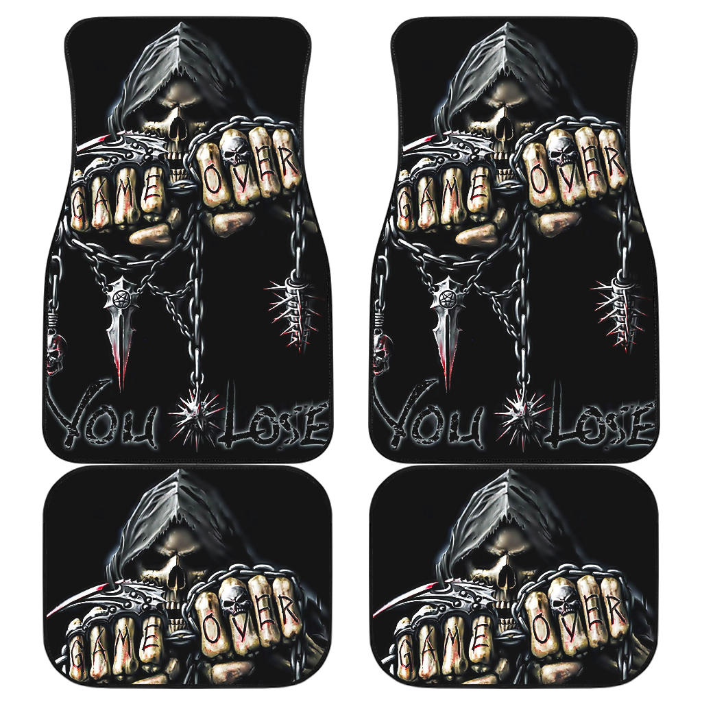 Set of 4 pcs GAME OVER skull car mats
