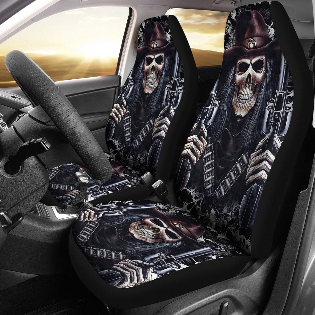 Set of 2 skull gothic car seat covers