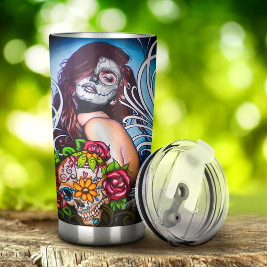 Sugar skull girl tumbler cup