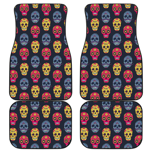 Set of 4 sugar skulls car mats