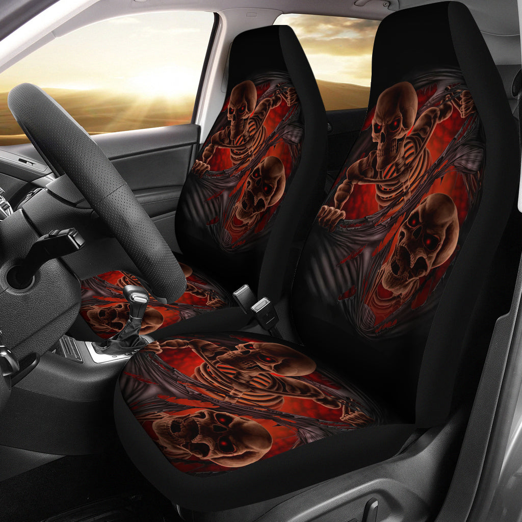 Set of 2pcs skull car seat covers