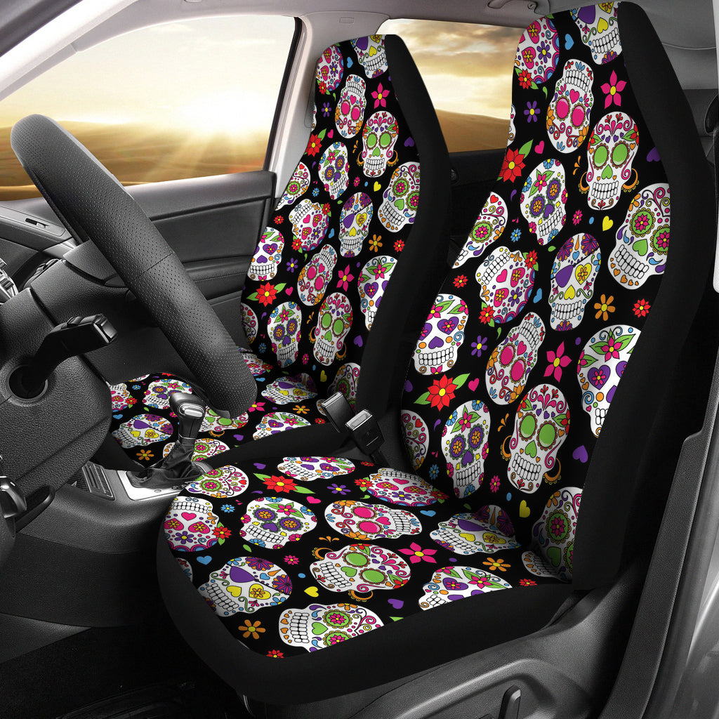 Set 2 seat cover sugar skulls
