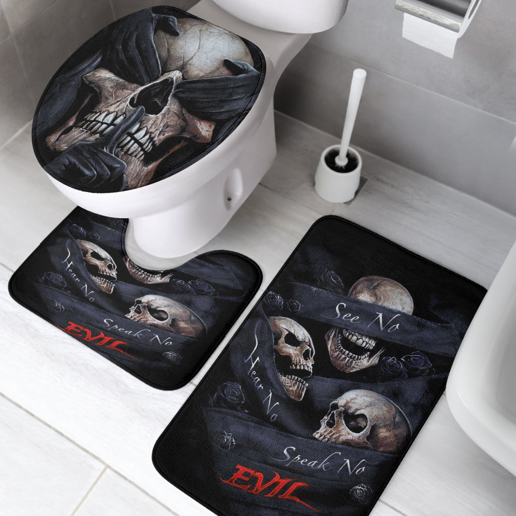 No see no hear no speak skull evils Set 3 pcs toilet cover